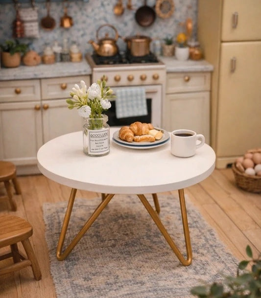 Table ronde pieds dorés