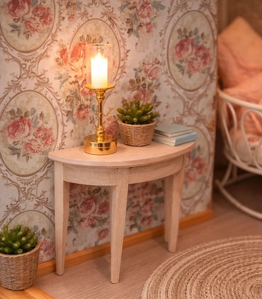 Meuble d'appoint demi cercle en bois