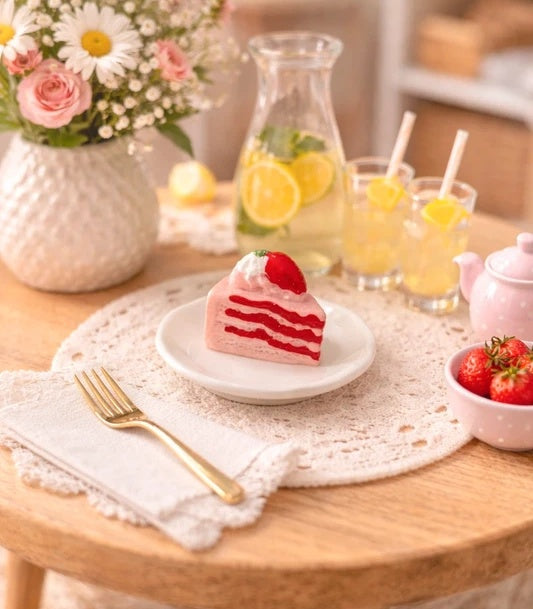 Part de gâteau aux fraises