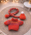 Ensemble rouge pull echarpe Bonnet tricot