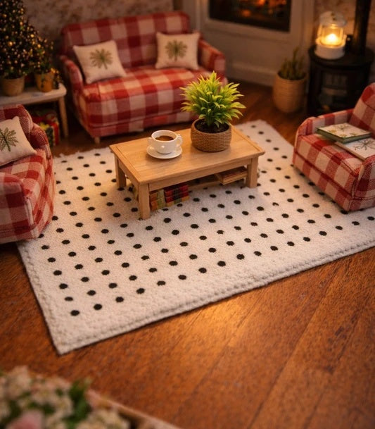 Tapis blanc à pois moelleux
