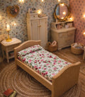Lit fleuri une place en bois