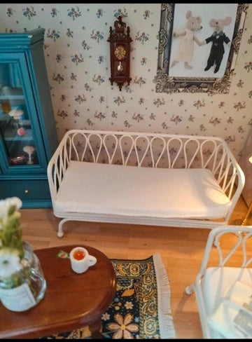 Ensemble canapé et fauteuil metal blanc