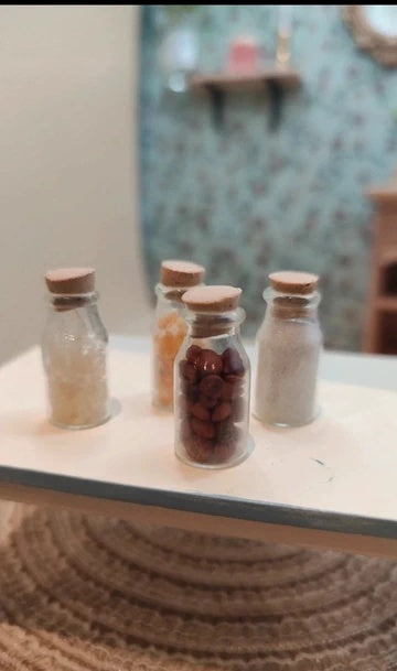 Lot de 4 bouteilles à épices – maison de poupée / / 1:12