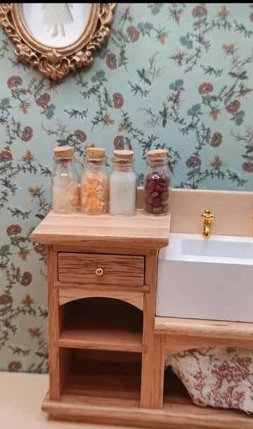 Lot de 4 bouteilles à épices – maison de poupée / / 1:12