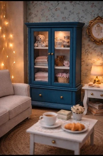 Buffet bleu vitré