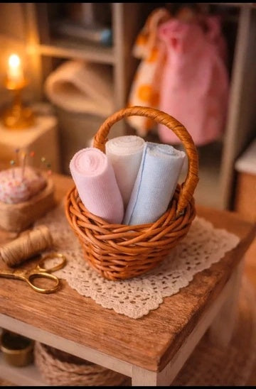 Panier garni de tissu
