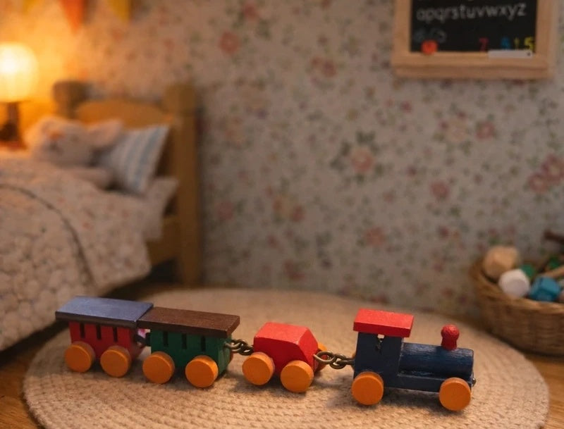 Petit train multicolore en bois