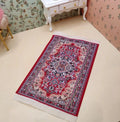 Petit tapis à franges bordeaux