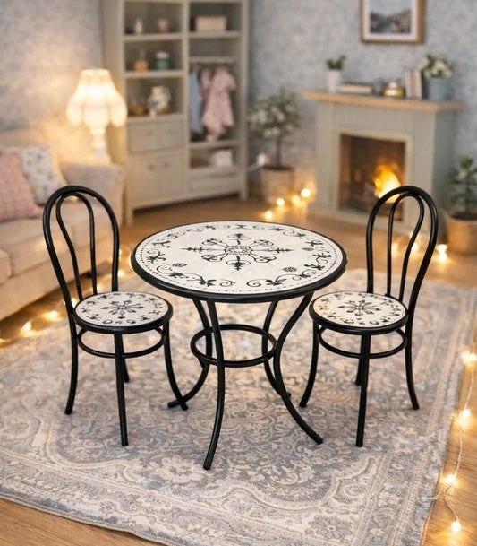 Table et chaises noires en métal