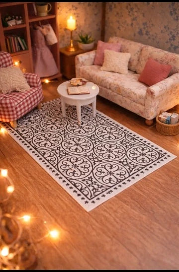 Grand tapis noir et blanc