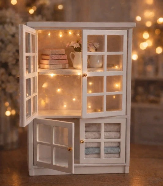 Bibliothèque miniature en bois à étagères ouvertes, échelle 1/12