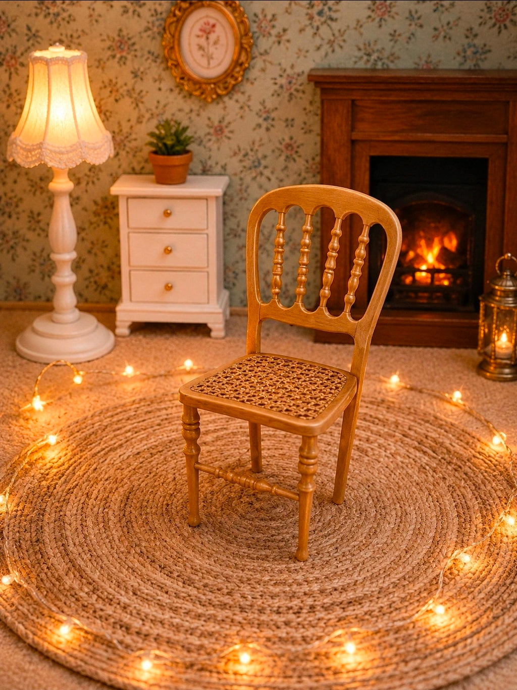 Chaise miniature en métal doré vue de profil