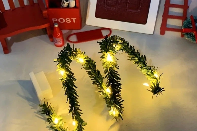 Guirlande miniature lumineuse effet sapin à LED, échelle 1/12