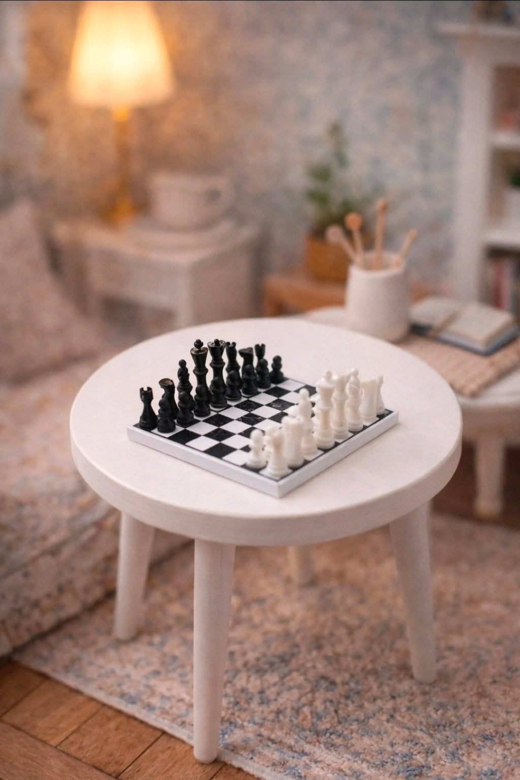 Jeu d'échecs miniature avec ses pièces, échelle 1/12