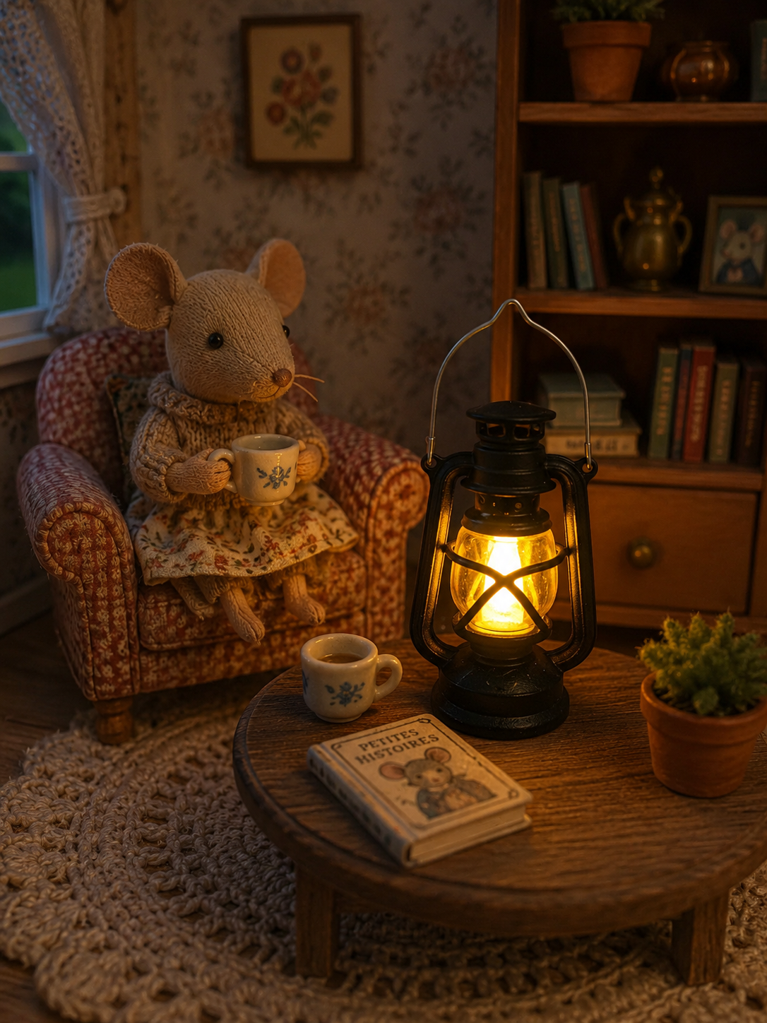 Lanterne miniature lumineuse dans une scène de Noël