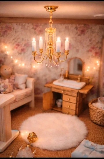 Lustre chandelier miniature allumé au plafond