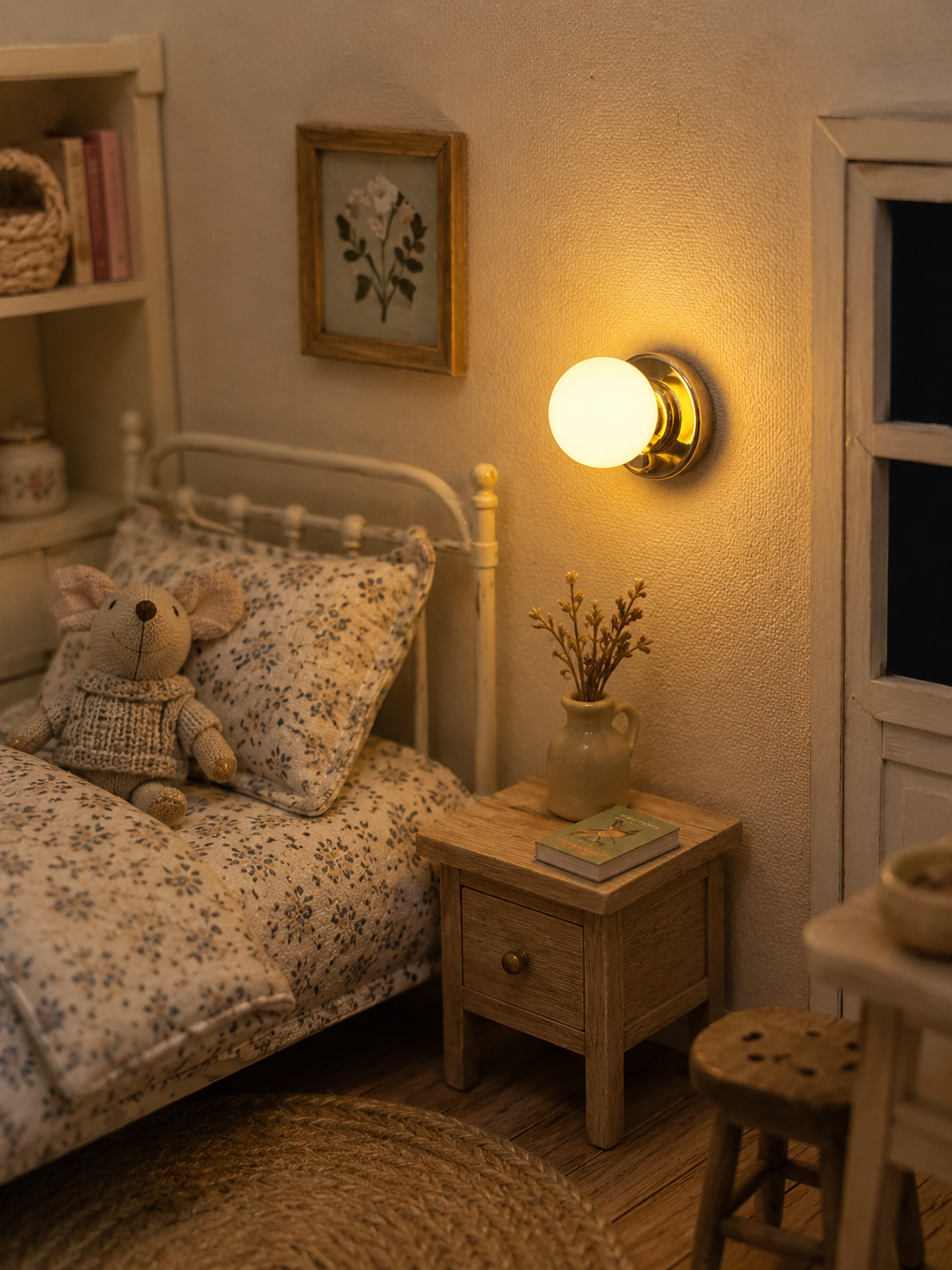 Luminaire miniature argenté en situation dans une entrée