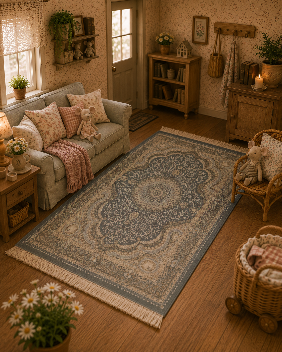 Grand tapis miniature épais – 27 cm – Échelle 1/12