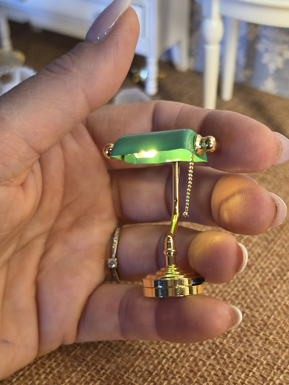 Lampe de banquier Churchill à abat-jour vert