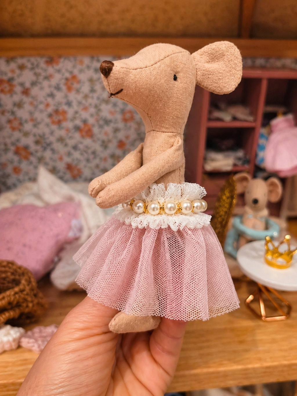 Jupe en tulle et perle miniature pour souris