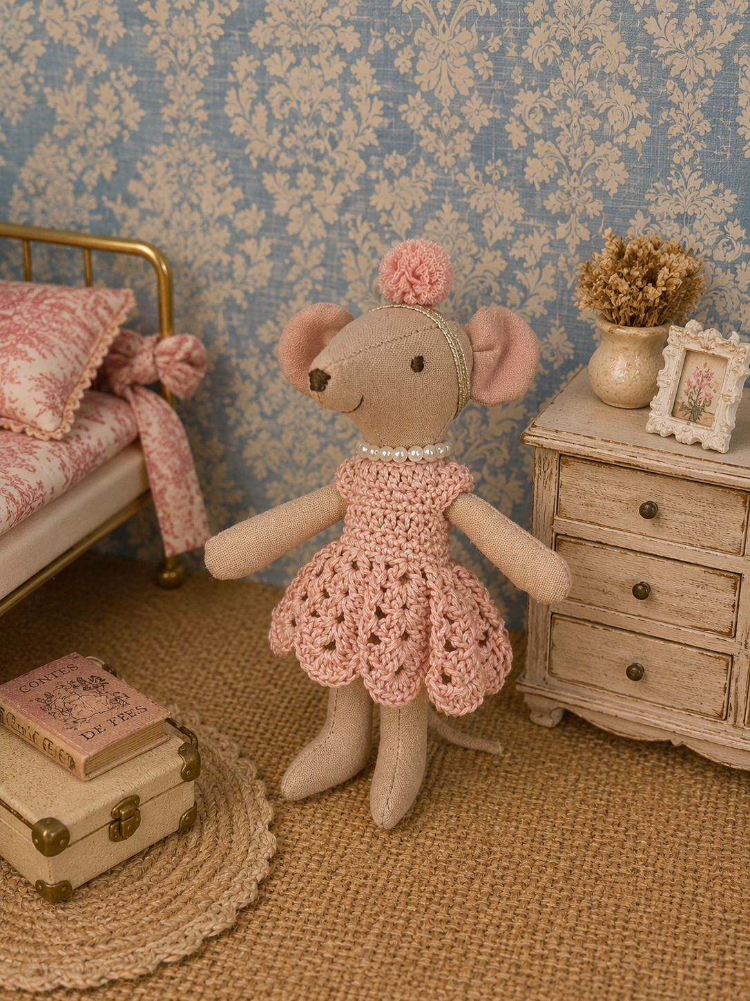 Souris robe crochet et collier