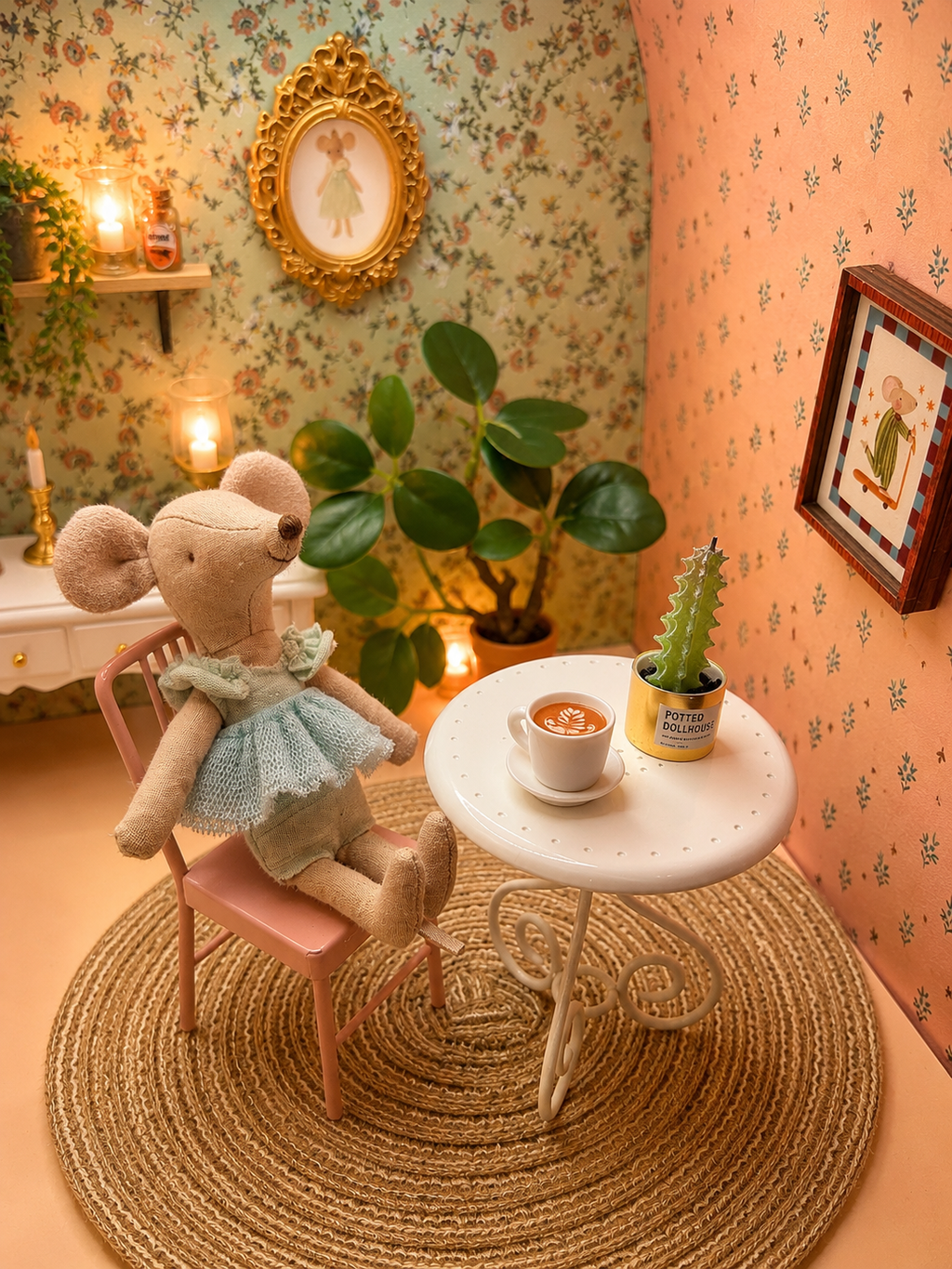 Ensemble metal table et chaise rose