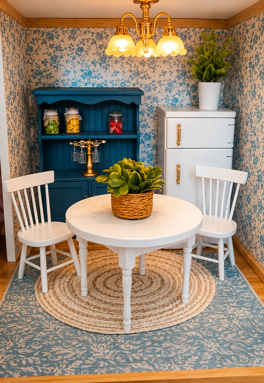 Table ronde miniature avec ses 2 chaises