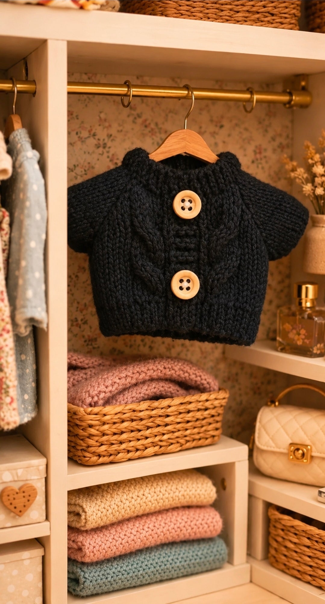 Petit pull à boutons tricoté pour souris