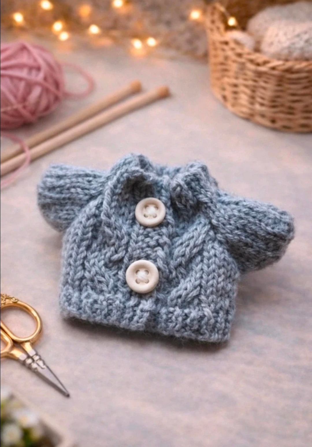 Petit pull à boutons tricoté pour souris