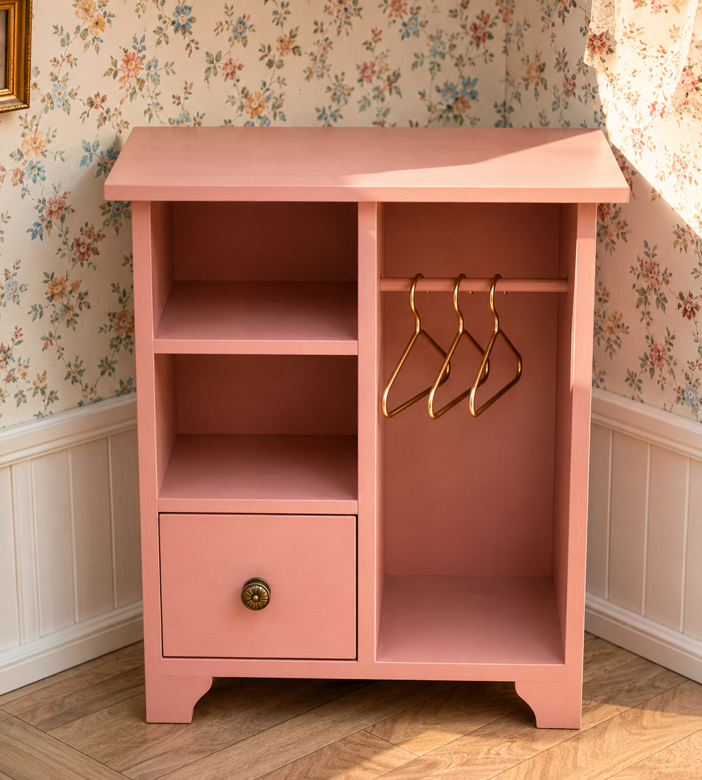 Armoire bois rose poudrée
