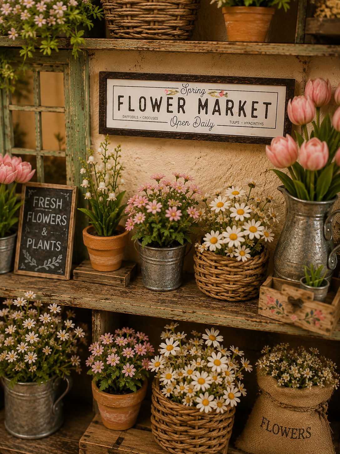 Tableau/cadre Flower market pour maison de poupée échelle 1/12eme