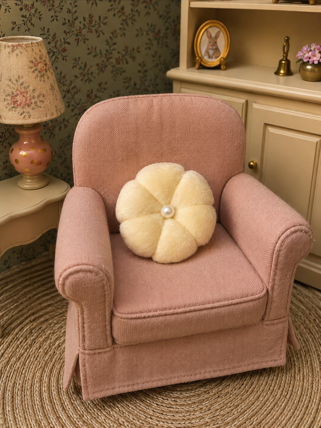 Petit coussin velours miniature pour maison de poupée échelle 1/12ème