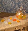 Bonbonnière en verre ronde et ses oursons miniature pour maison de poupée