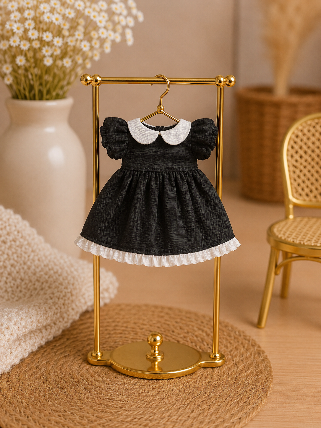 Robe noire col claudine