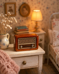 Mini radio vintage miniature en bois
