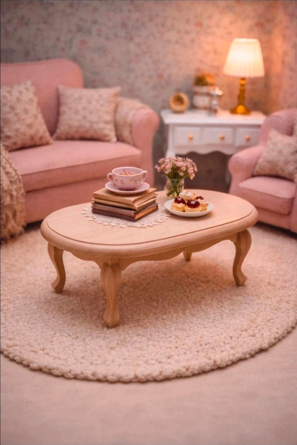 Table basse ovale à pieds galbés