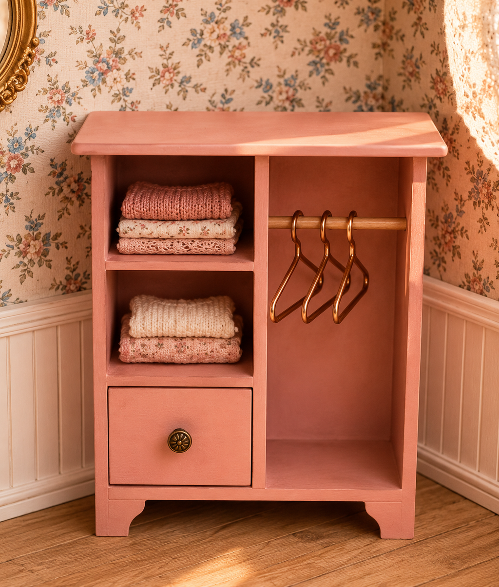 Armoire bois rose poudrée