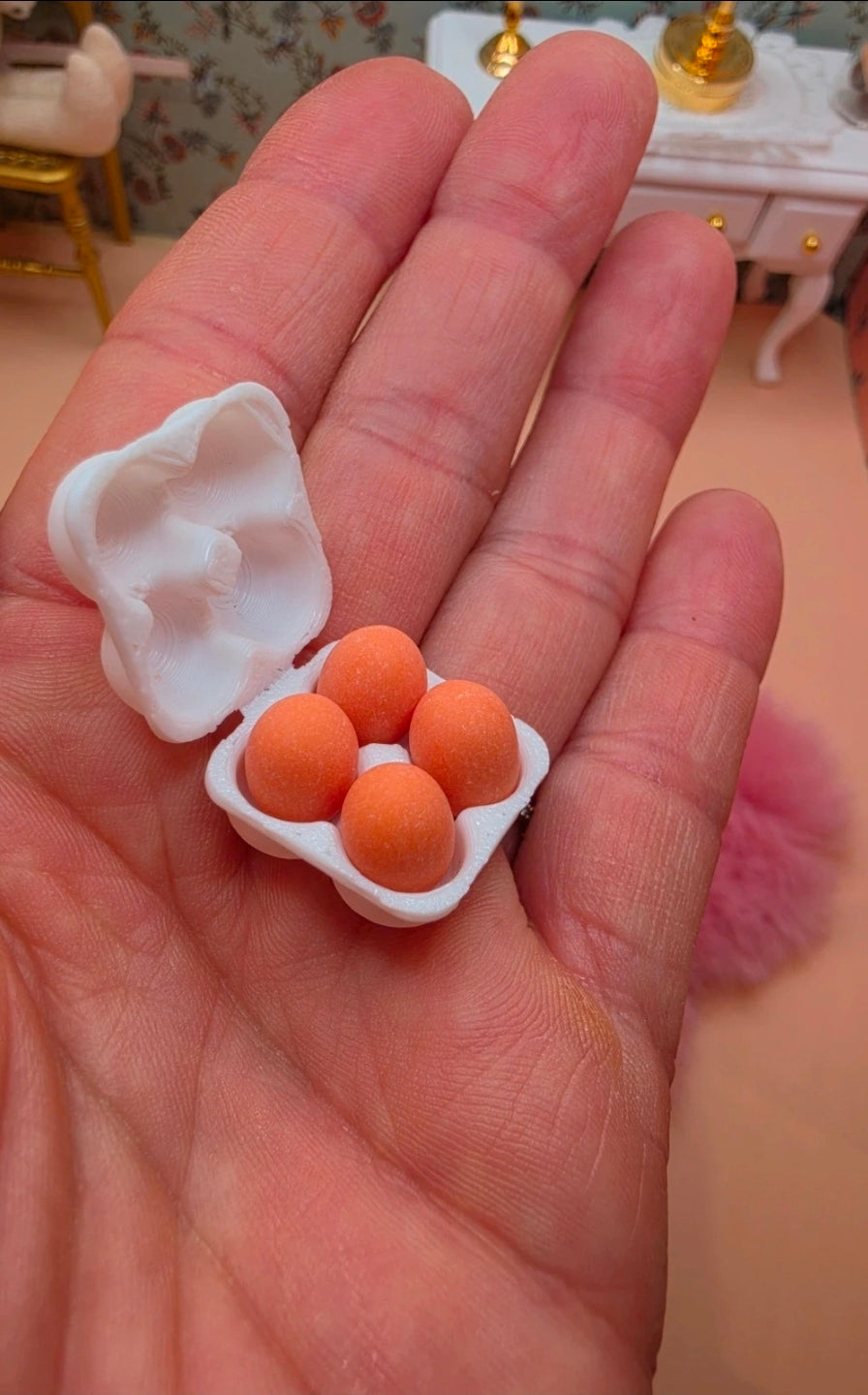 Boite de 4 oeufs miniature pour maison de poupée