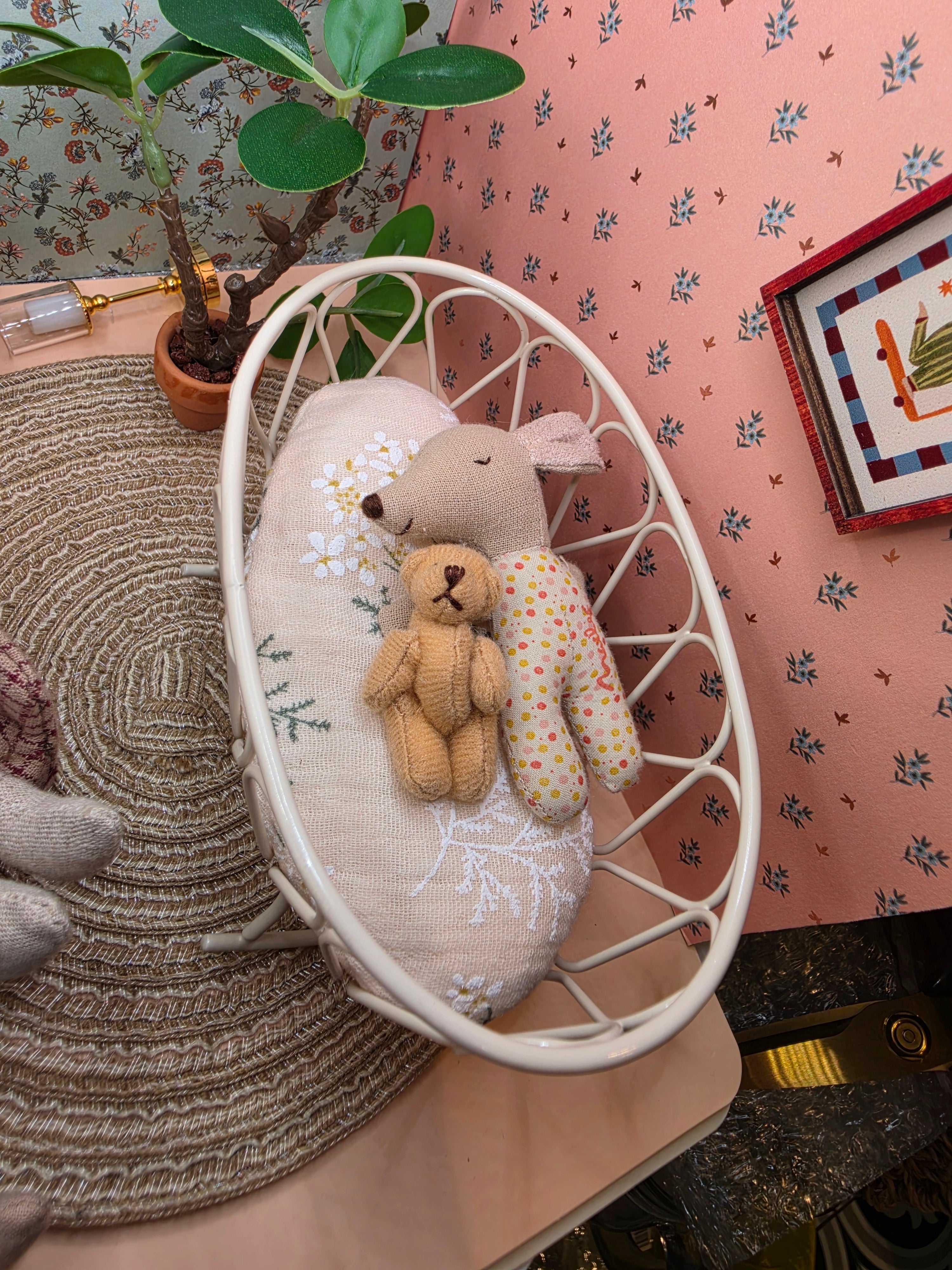 Ourson en tissu 4 cm pour bebe souris