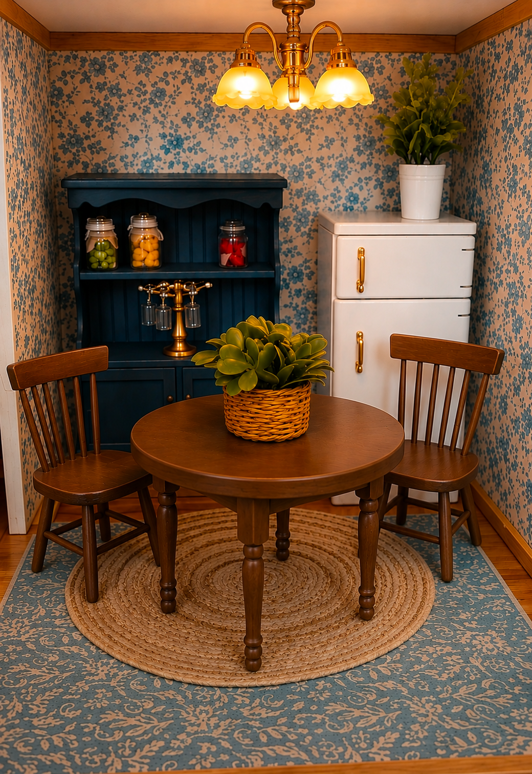 Table ronde miniature avec ses 2 chaises