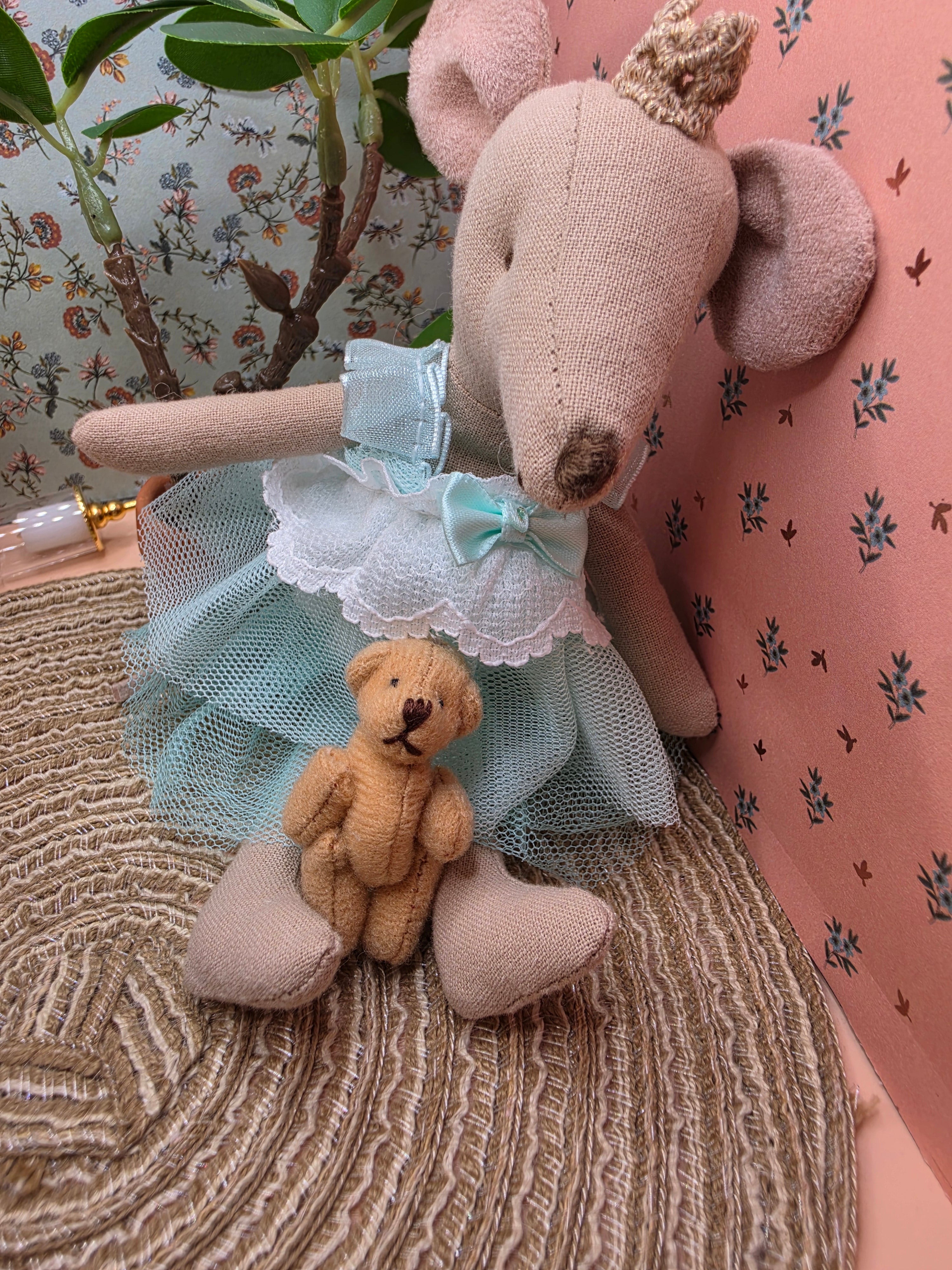 Ourson en tissu 4 cm pour bebe souris