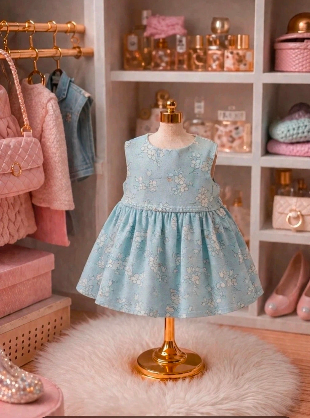 Robe fleuri bleu ciel