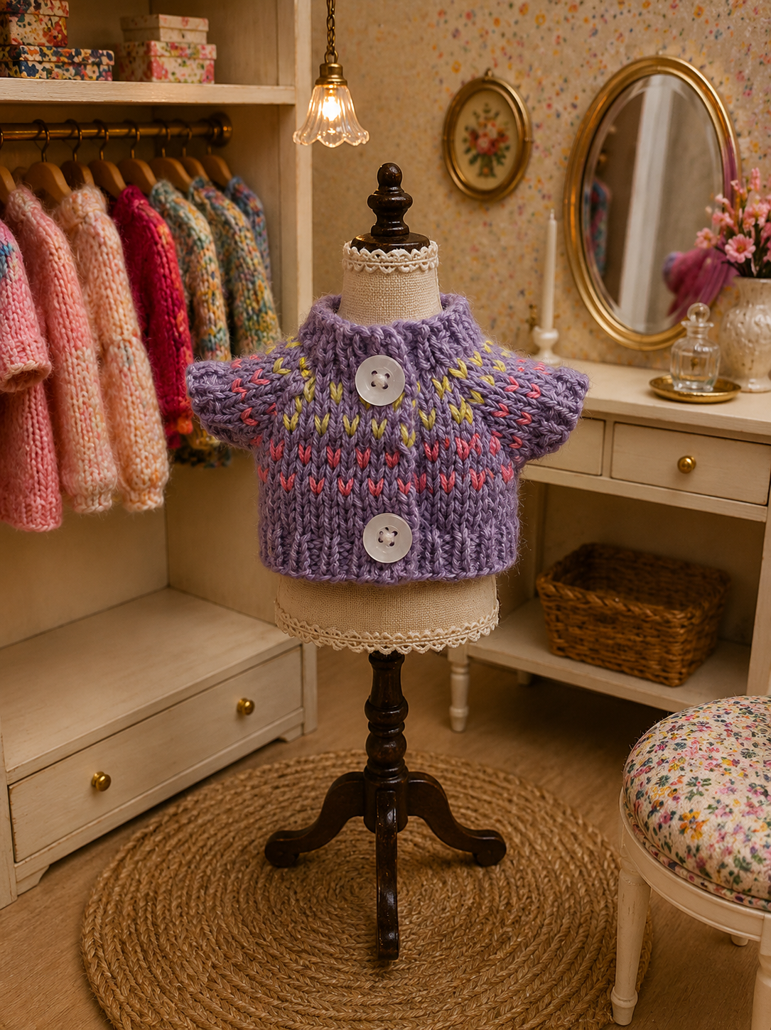 Pull tricoté à motifs et boutons