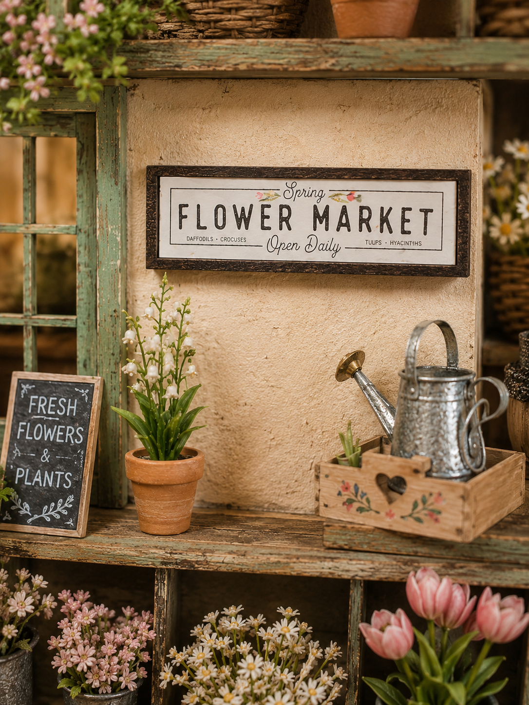 Tableau/cadre Flower market pour maison de poupée échelle 1/12eme