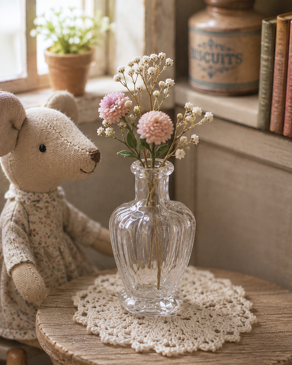 Vase en verre miniature pour maison de poupée