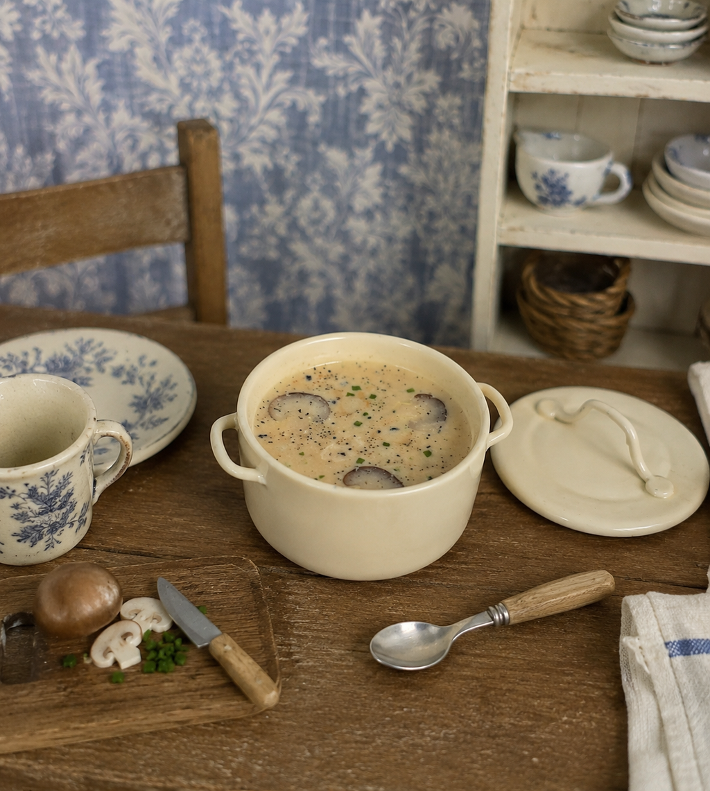 Cocotte de soupe aux champignons