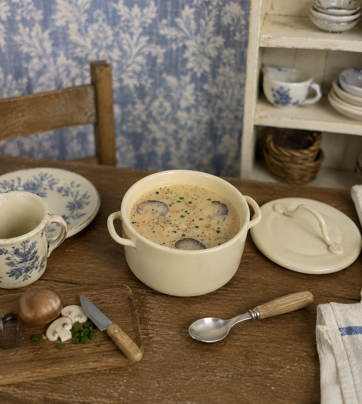 Cocotte de soupe aux champignons