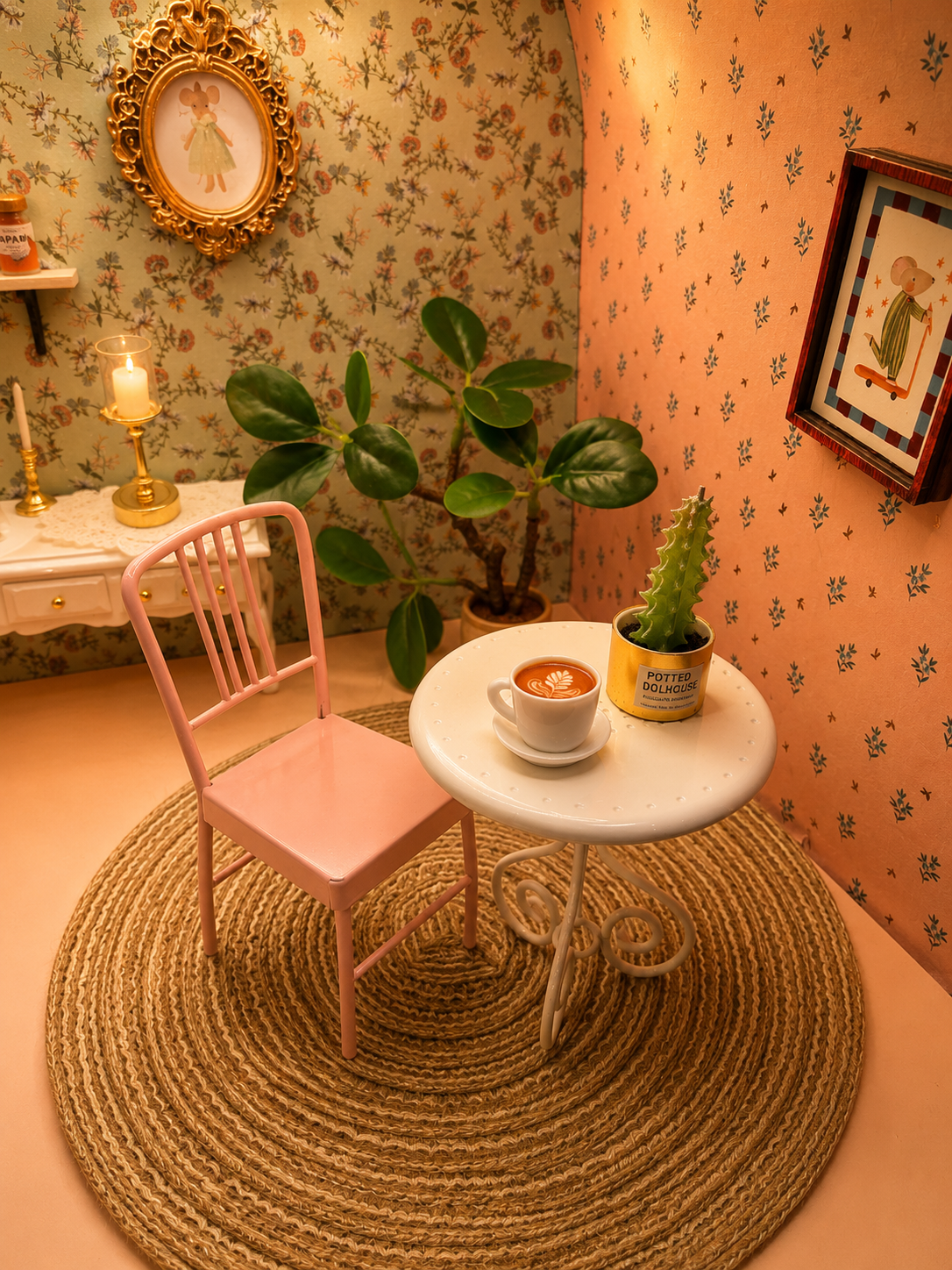 Ensemble metal table et chaise rose