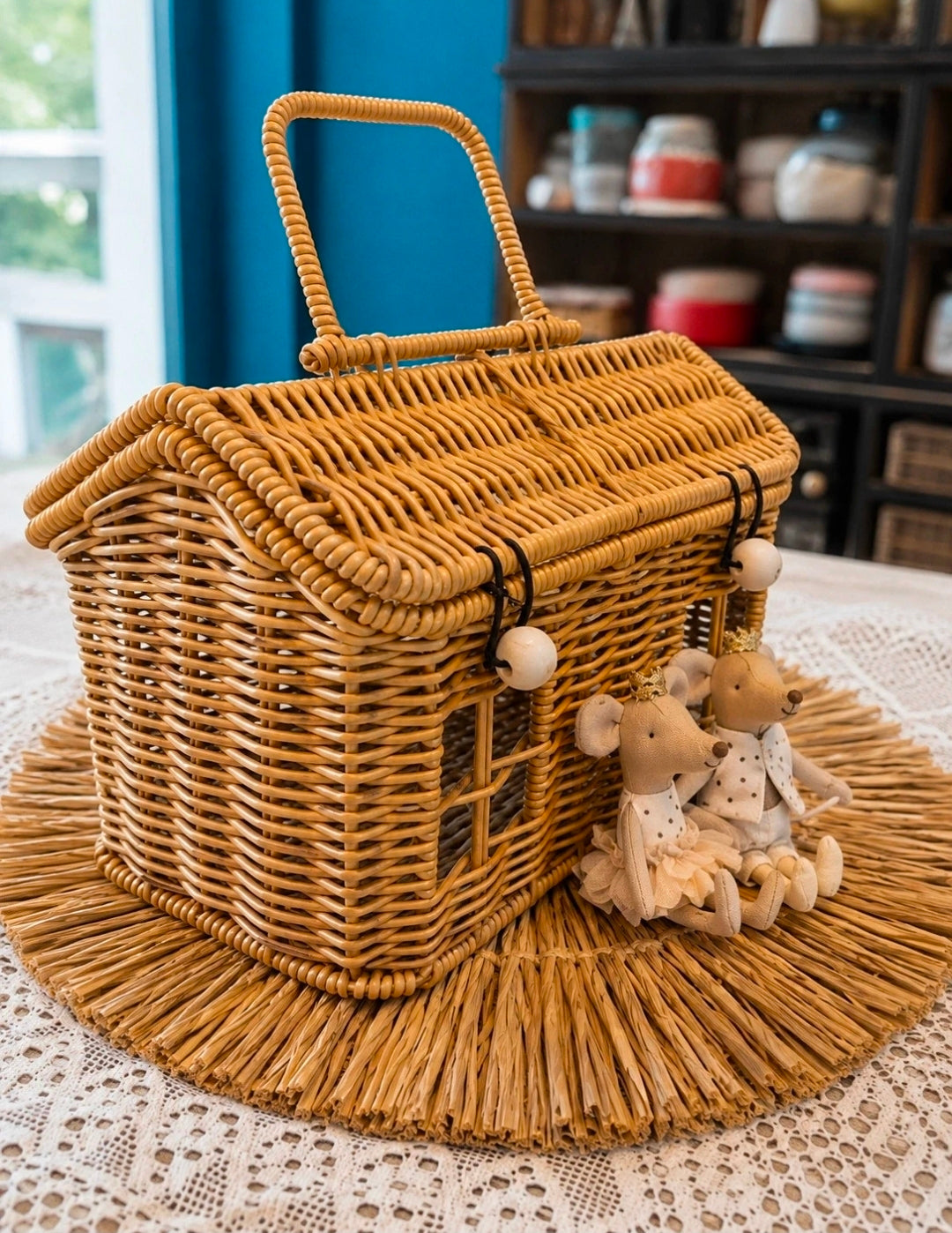 Panier Maison en rotin pour souris